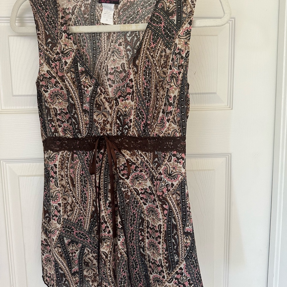 Brown Paisley Print Top